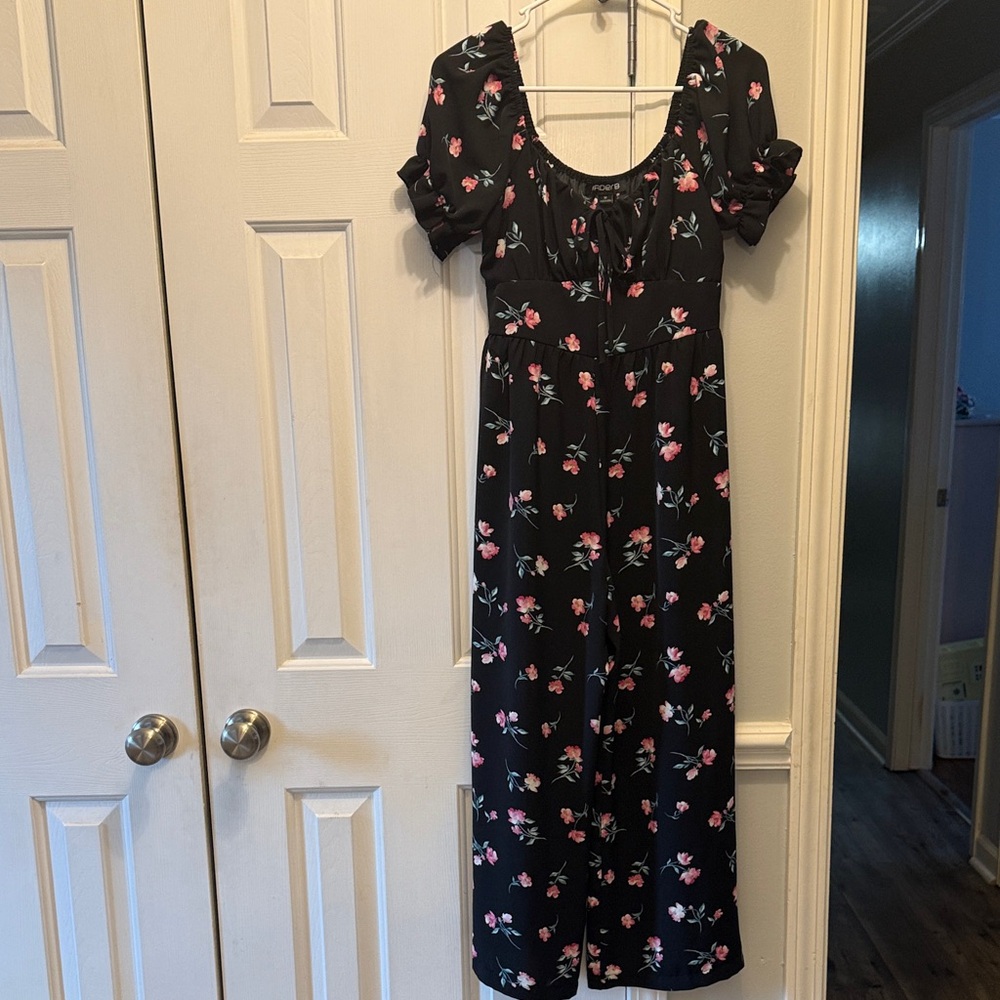 Arden B Black Floral Jumpsuit